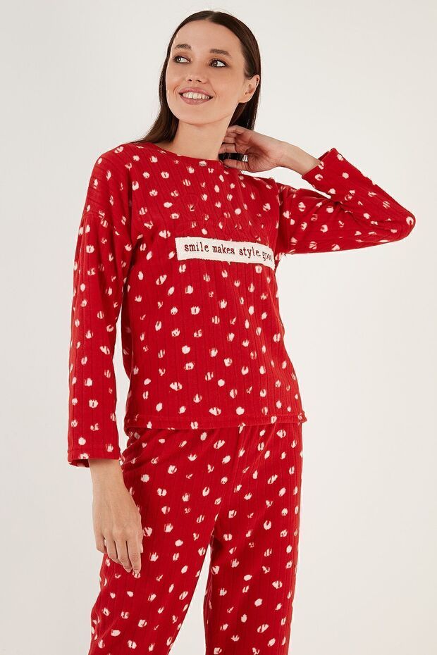 Regular Fit Bisiklet Yaka Polar Pijama Takımı PİJAMA TAKIMI 6571007 - 6