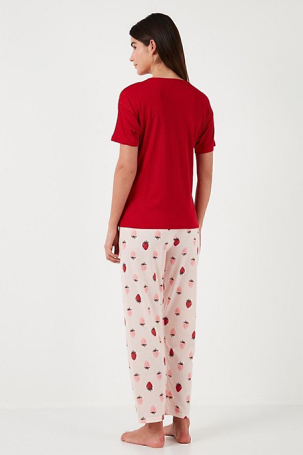 Regular Fit Bisiklet Yaka Kısa Kollu Pijama Takımı Pijama Takımı 65770105 - 7