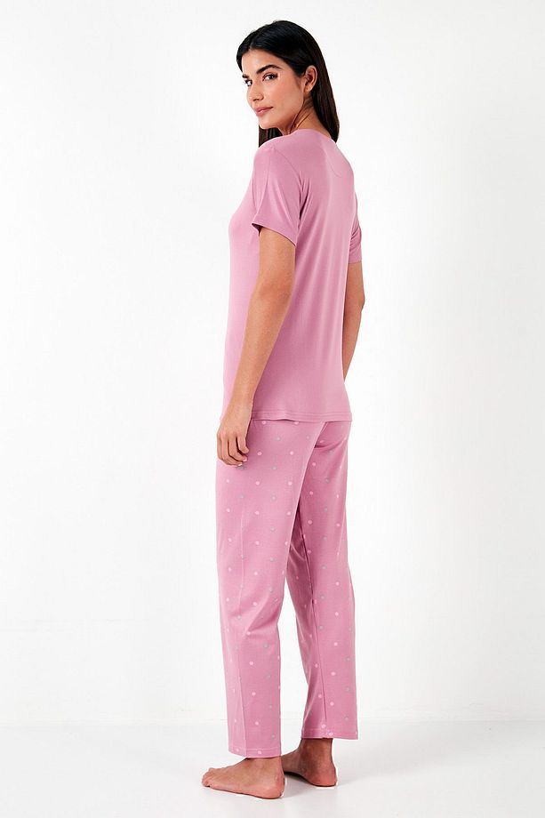 Regular Fit Bisiklet Yaka Kısa Kollu Pijama Takımı  PİJAMA TAKIMI 65750107 - 8