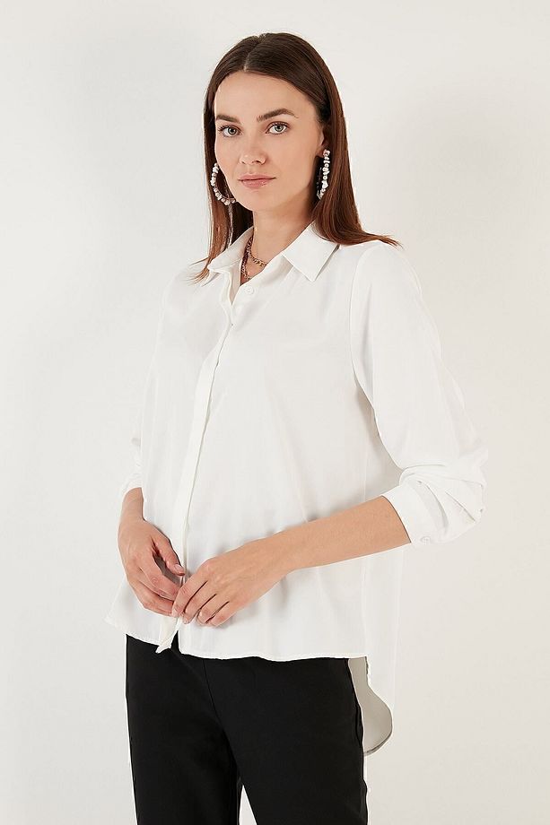 Regular Fit Arkası Uzun Yazlık Gömlek Gömlek 611bg9741 - 5