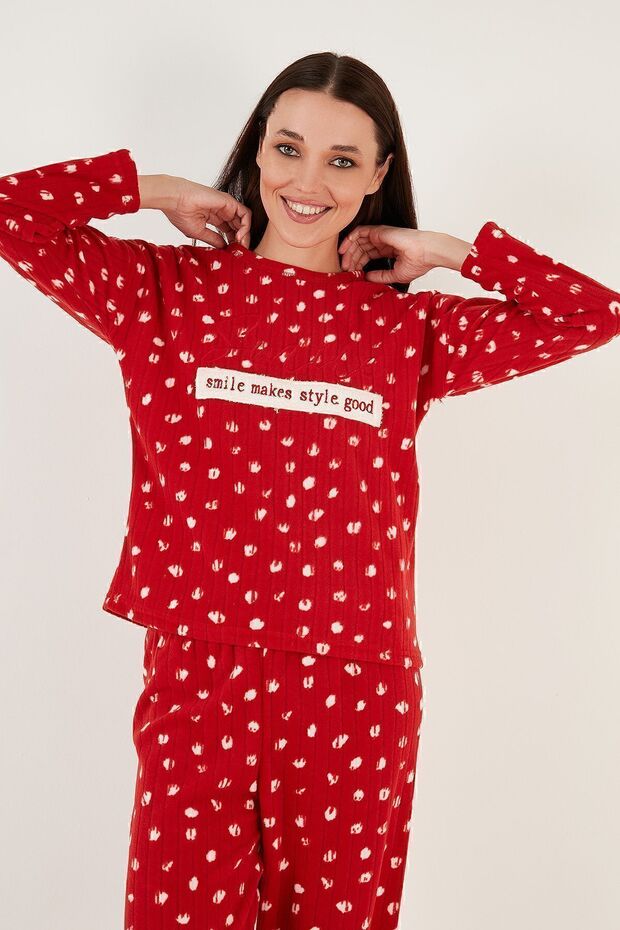 Regular Fit Bisiklet Yaka Polar Pijama Takımı PİJAMA TAKIMI 6571007 - 3