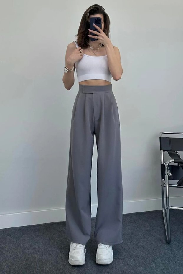 Women's High Waist Velcro Waist Palazzo Pants