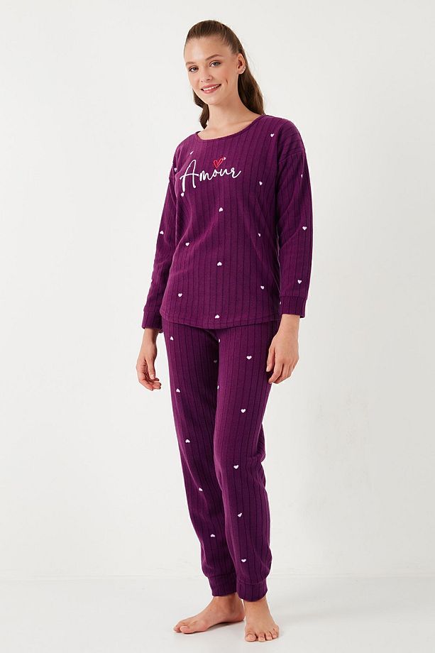 Standart Fit Bisiklet Yaka Pijama Takımı  PİJAMA TAKIMI 6093735 - 2