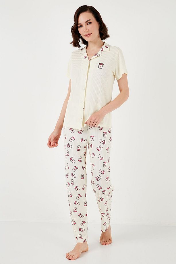 Regular Fit Gömlek Yaka Kısa Kollu Pijama Takımı Pijama Takımı 65740102 - 3