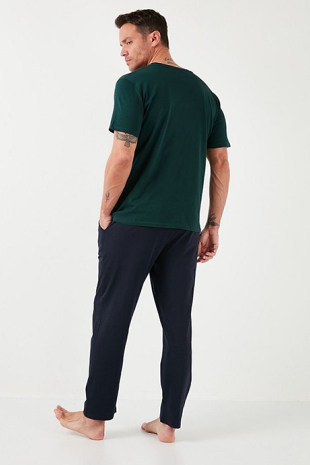 Pamuklu Beli Lastikli Regular Fit Kısa Kollu Pijama Takımı Erkek PİJAMA TAKIMI 6572009 - 6