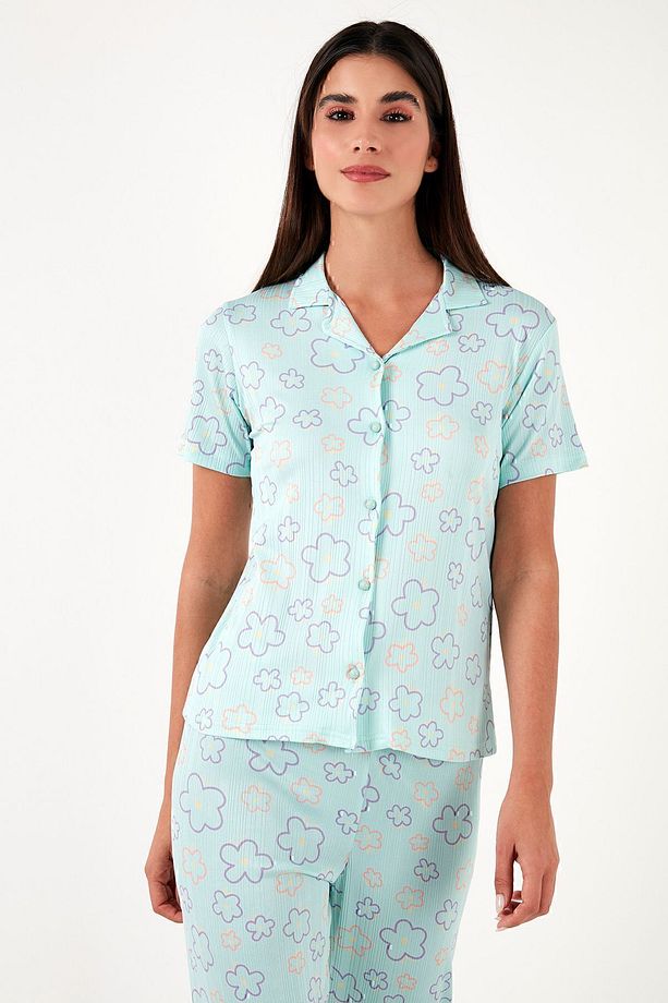 Regular Fit Gömlek Yaka Kısa Kollu Pijama Takımı  PİJAMA TAKIMI 65780124 - 5