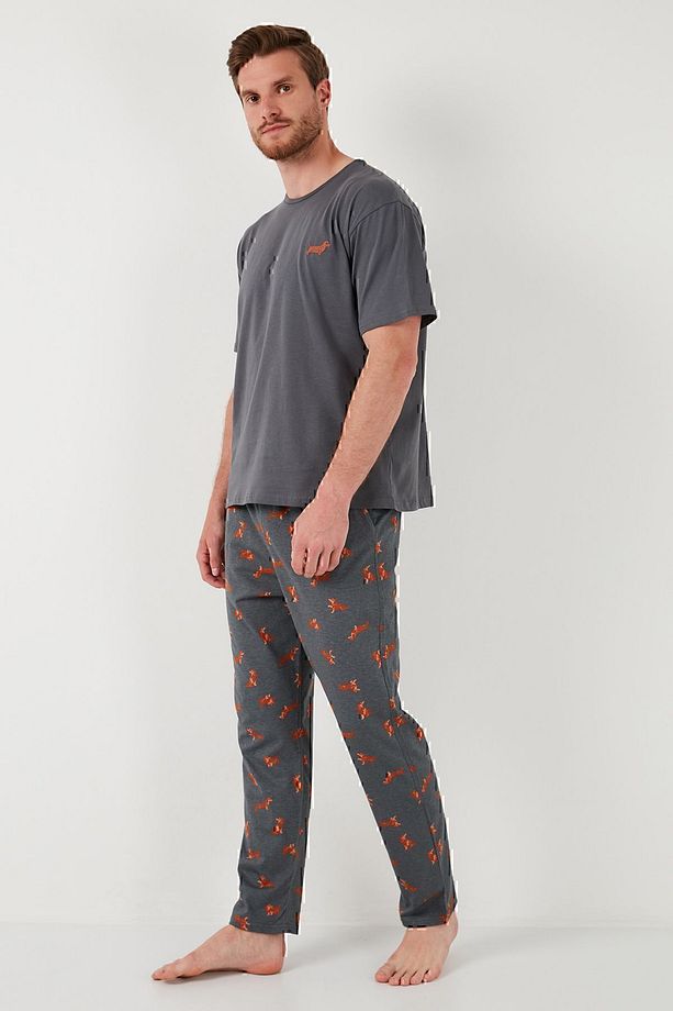 Pamuklu Regular Fit Kısa Kollu Pijama Takımı Erkek PİJAMA TAKIMI 6572012 - 4