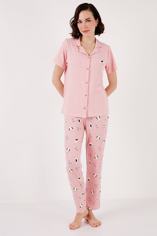 Regular Fit Gömlek Yaka Kısa Kollu Pijama Takımı Pijama Takımı 65740102 - 6