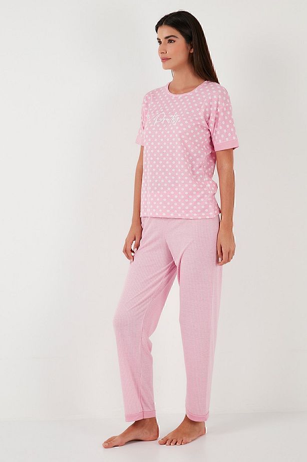 Regular Fit Bisiklet Yaka Kısa Kollu Pijama Takımı  PİJAMA TAKIMI 65790130 - 4