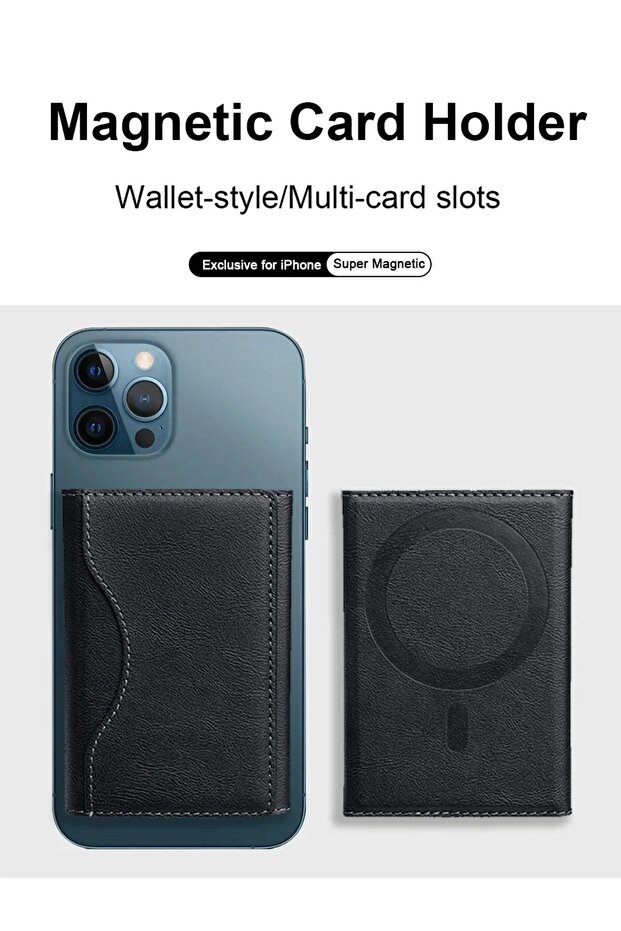 Magnetic 5 Compartment Standable Faux Leather Card Holder with Magsafe Feature