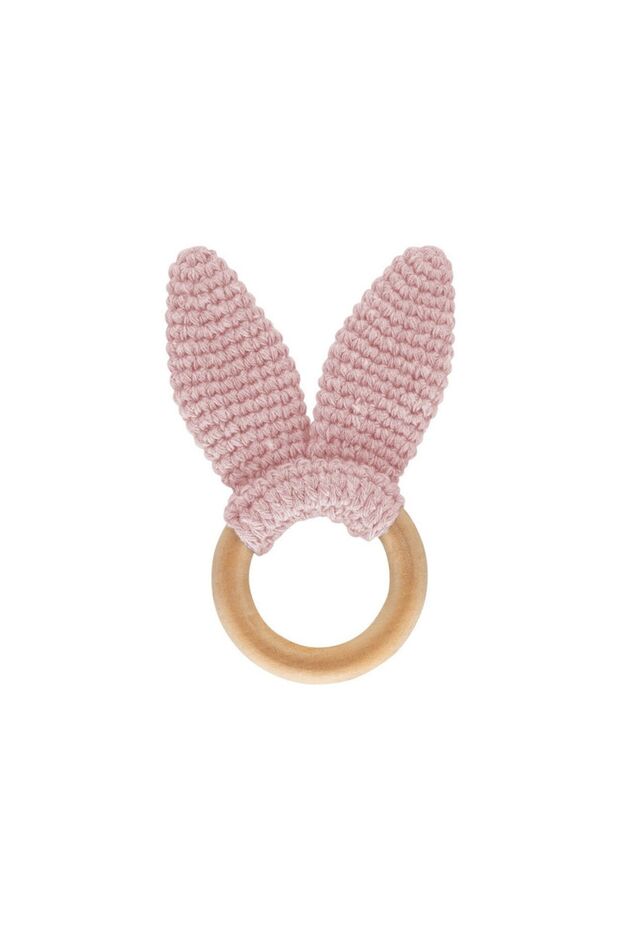 - Amigurumi Wooden Ring Teether Pink