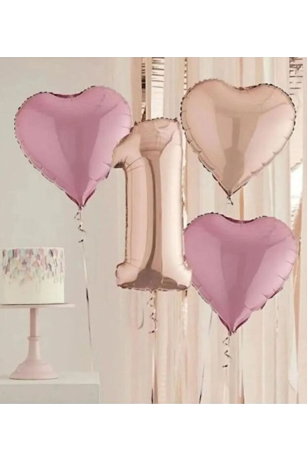 Pink Rosegold 5 Years Old Foil Balloon Set 4 Pcs