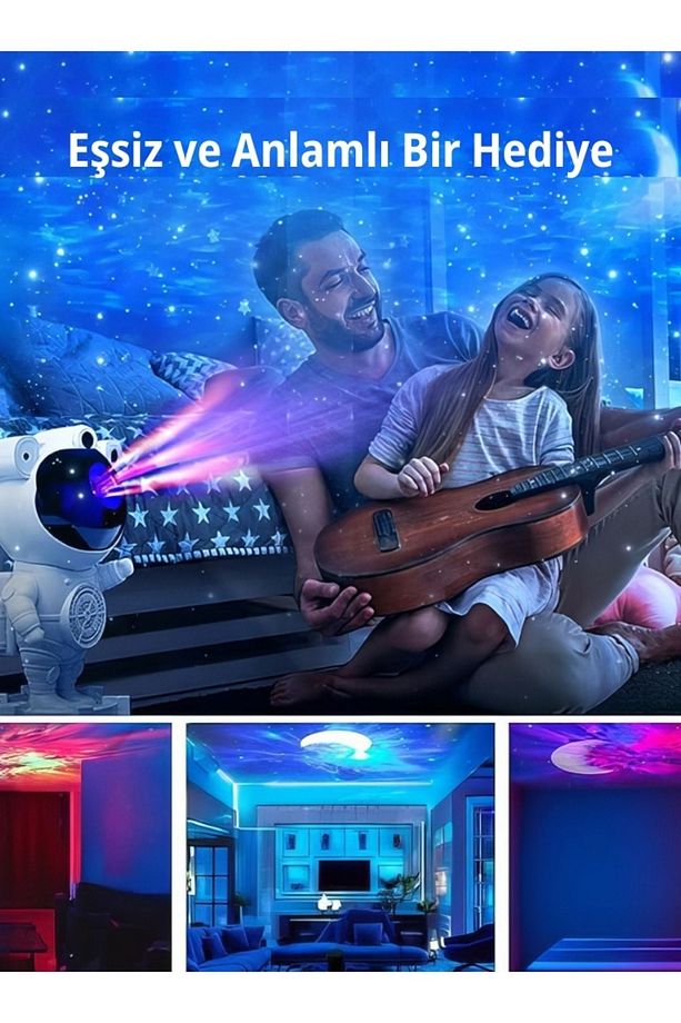 Bluetooth Astronot Gece Lambası: 360° Projeksiyon, Dinlendirici Sesler Ve Uzaktan Kumanda - 7