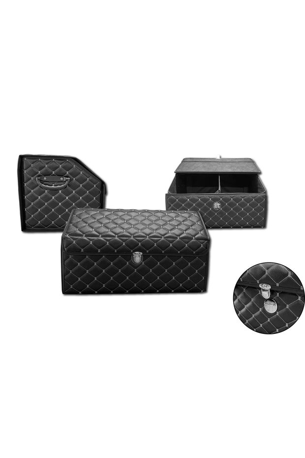 Auto Car Interior - Gray Stitched Multi-Purpose Organizer and Trunk Organizer Bag