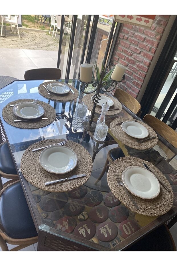 Hasır Amerikan Servis Bambu Örme Supla 6'lı 35x35cm - 1