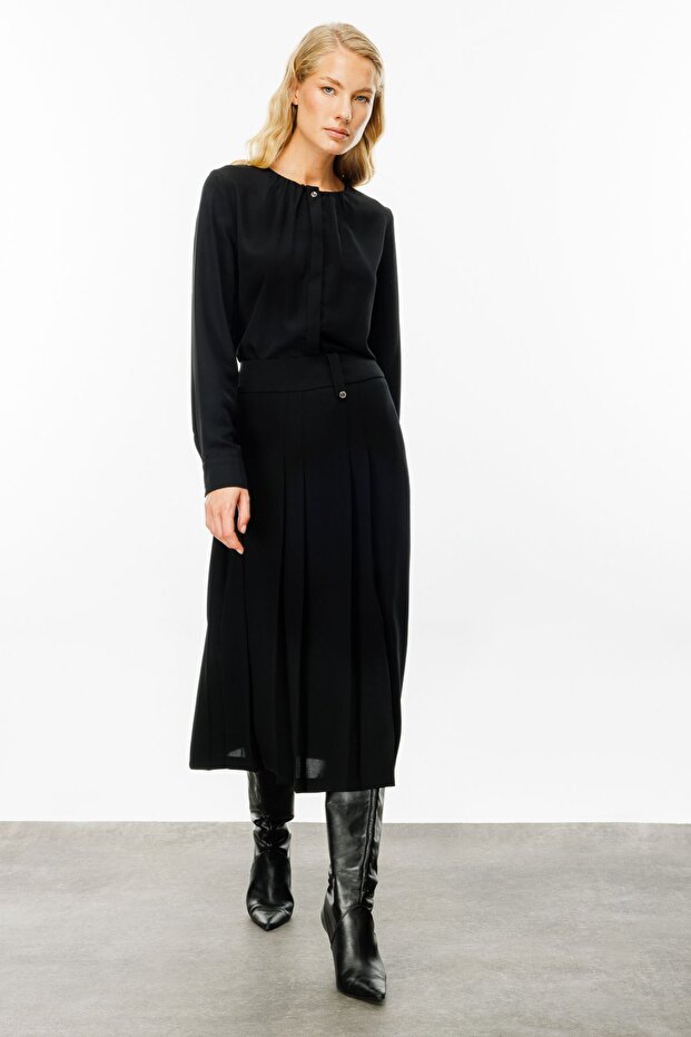 Kalın Bel Piliseli Etek - 2