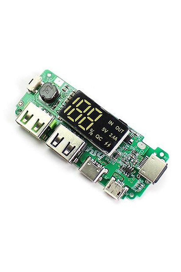 Powerbank Devresi Ekranlı 5V 2.4A Dual Usb Çıkış Type C Micro Usb Giriş Lityum Lion 18650 Pil Şarj - 1