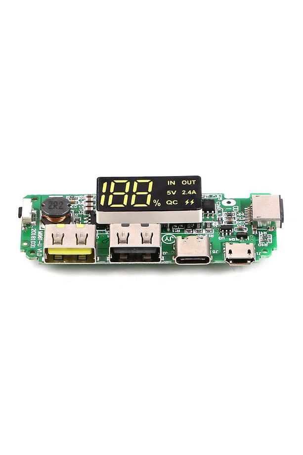 Powerbank Devresi Ekranlı 5V 2.4A Dual Usb Çıkış Type C Micro Usb Giriş Lityum Lion 18650 Pil Şarj - 7