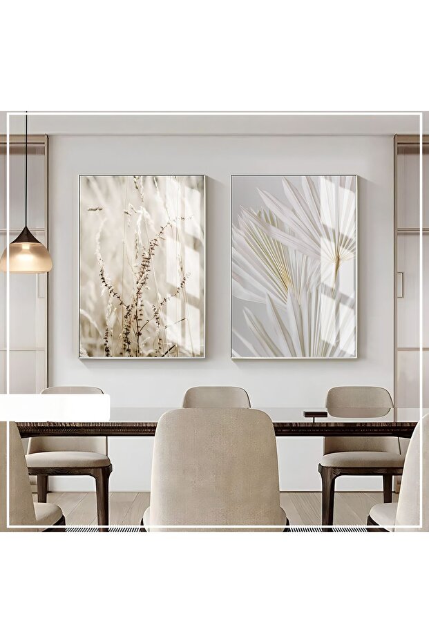 | White-Cream Tassel and Flower Combination | Framed Glass Painting 2 Vertical