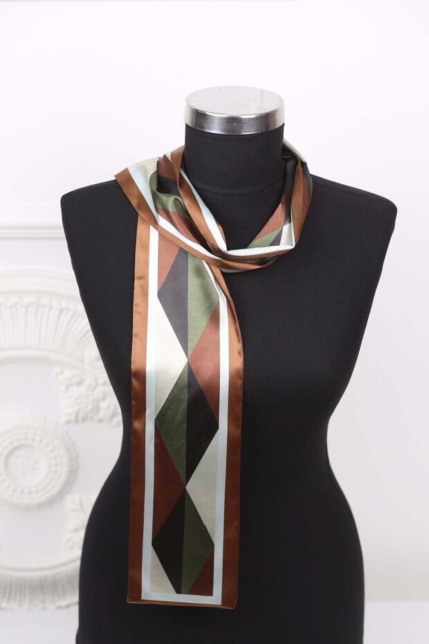 Brown Geometric Patterned Custom Scarves - 1