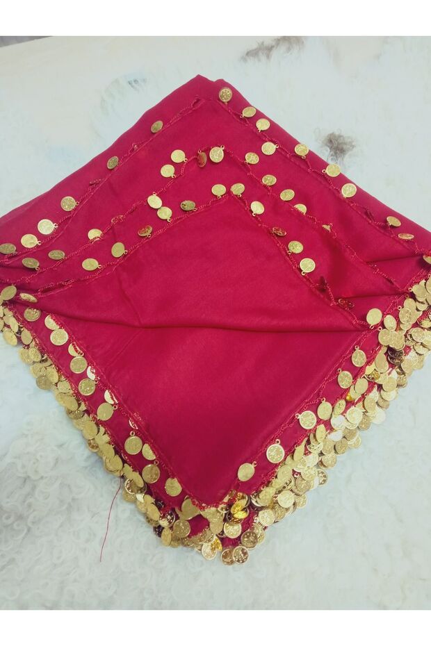 Handmade Coin Sequin Writing, Cheesecloth Yemeni, Scarf, 4 Edges Embroidered