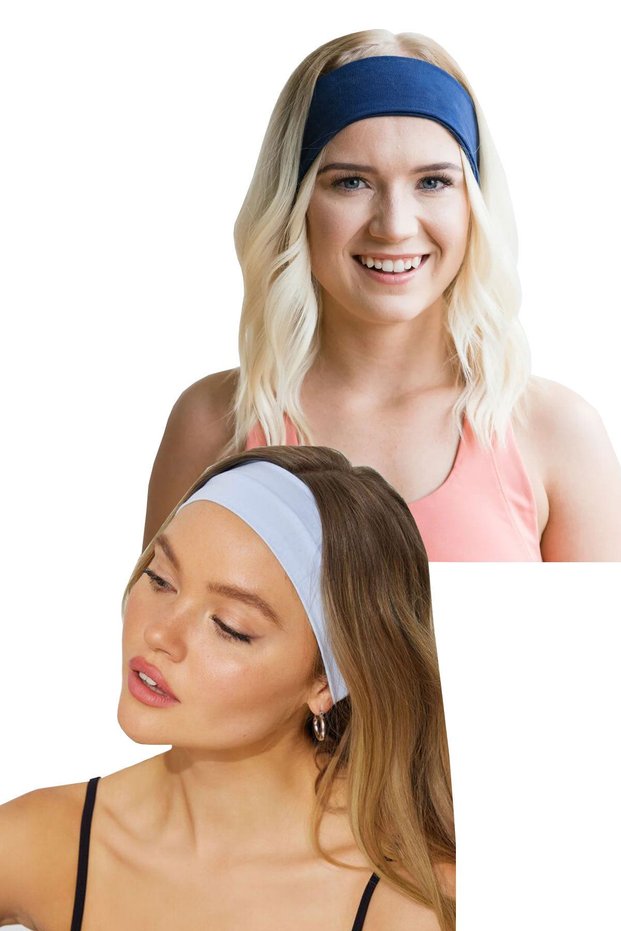 2-Pack Sports Headbands - Women & Men Sports Tennis Yoga Running Makeup Skin Face Washing Hairband Set