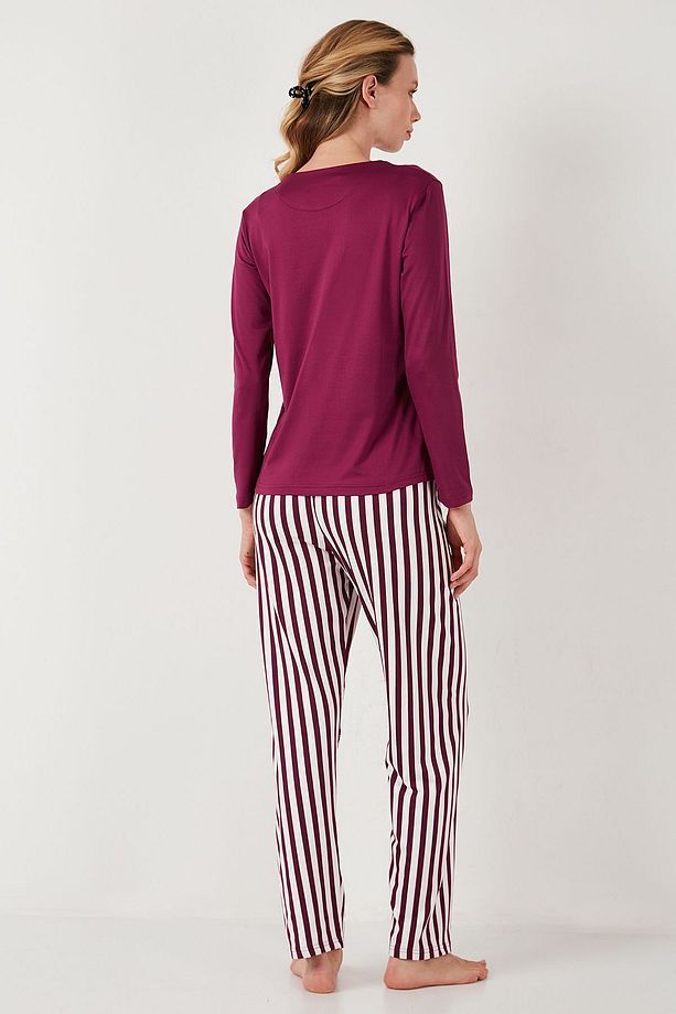 Regular Fit Desenli Bisiklet Yaka Pijama Takımı  PİJAMA TAKIMI 65719102 - 8