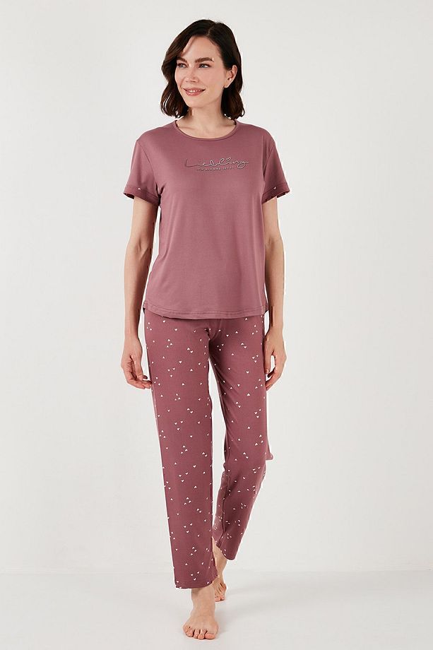 Yumuşak Dokulu Bisiklet Yaka Pijama Takımı  PİJAMA TAKIMI 6097605 - 7
