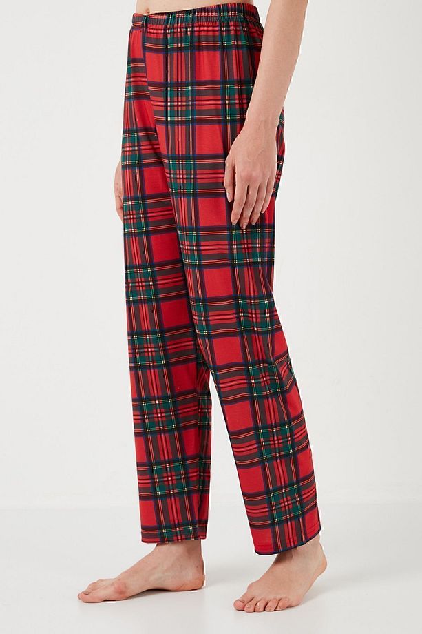 Desenli Kısa Kollu Beli Lastikli Gömlek Yaka Dokuma Regular Fit Pijama Takımı Pijama Takı - 5