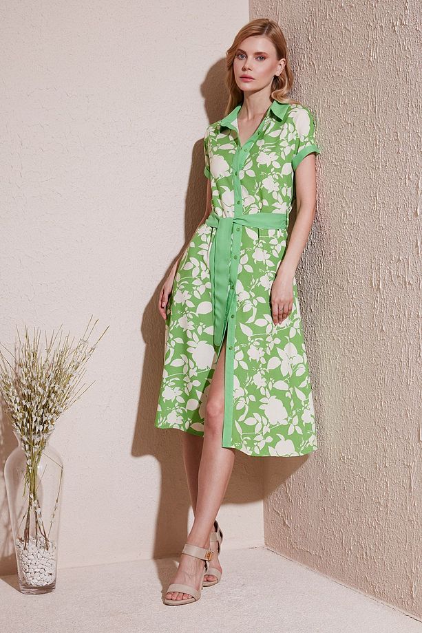 Kemerli Regular Fit Midi Gömlek Elbise  ELBİSE 66924552S4 - 3