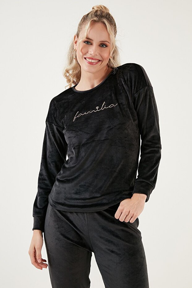Regular Fit Yumuşak Dokulu Kadife Pijama Takımı PİJAMA TAKIMI 6094200 - 3