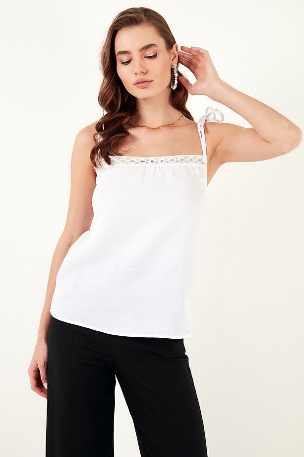 Pamuklu Regular Fit İp Askılı Bluz  BLUZ 611BZ0299 - 5