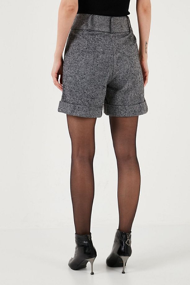 Cepli Yüksek Bel Regular Fit Kırçıllı Dokuma Şort Şort 611sr0017 - 6