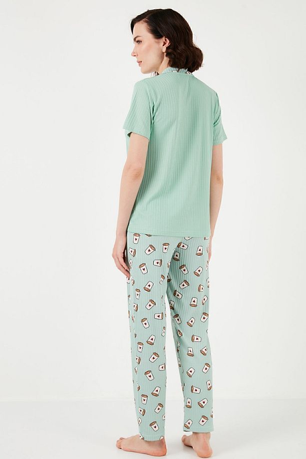 Regular Fit Gömlek Yaka Kısa Kollu Pijama Takımı Pijama Takımı 65740102 - 7