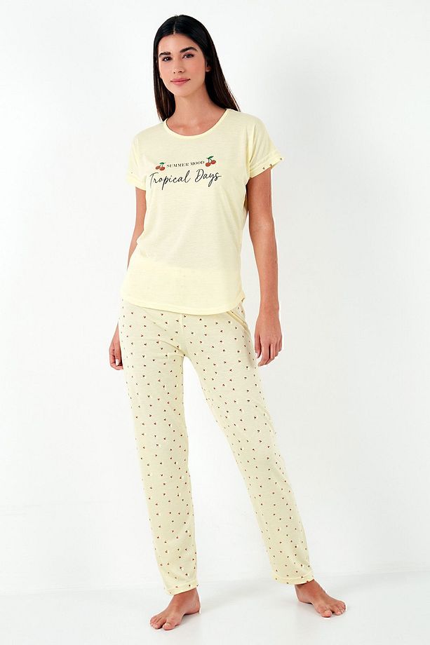 Regular Fit Bisiklet Yaka Kısa Kollu Pijama Takım  PİJAMA TAKIMI 6097310 - 4