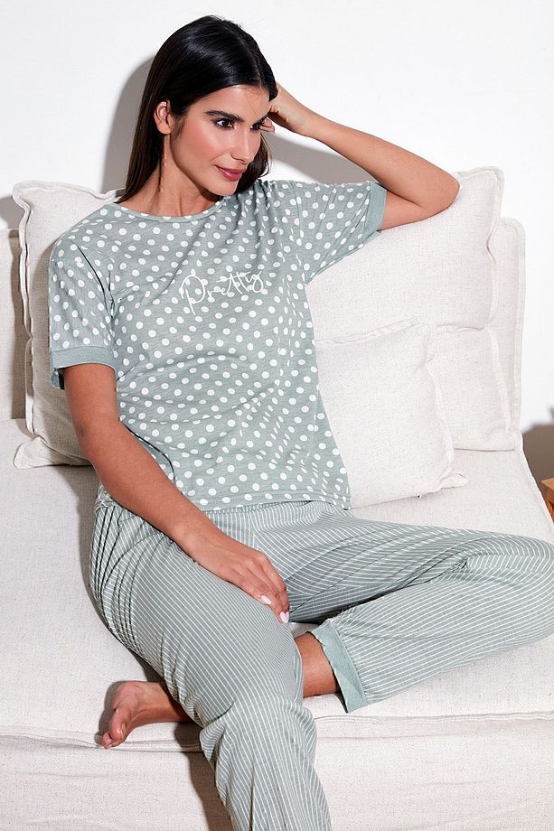 Regular Fit Bisiklet Yaka Kısa Kollu Pijama Takımı  PİJAMA TAKIMI 65790130 - 3