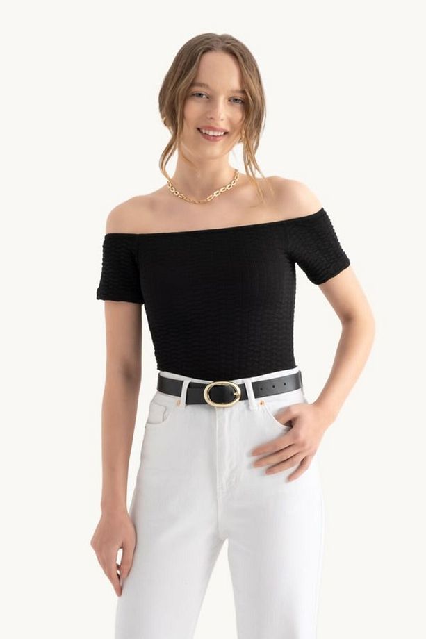 Omuzdan Askılı Kısa Kollu Crop Top - 4