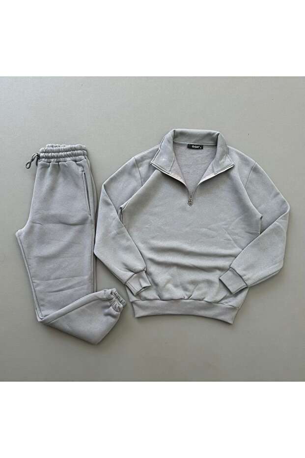 Unisex Zippered Polo Neck Tracksuit Set