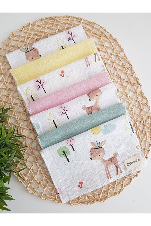 Gazelle Set of 7 Single Layer Muslin Baby Mouth Wipes