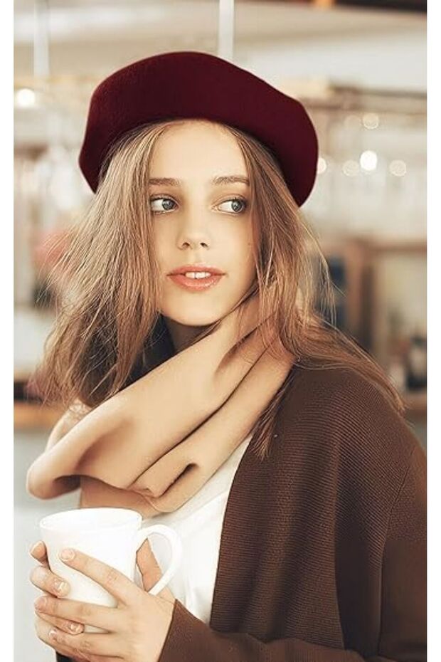 Fransız Ressam Keçe Bere Bordo - 1