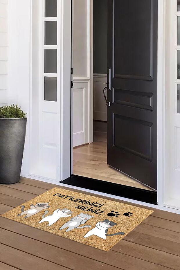 Cat Printed Non-Slip Base Erasable Door Mat (40X60Cm)
