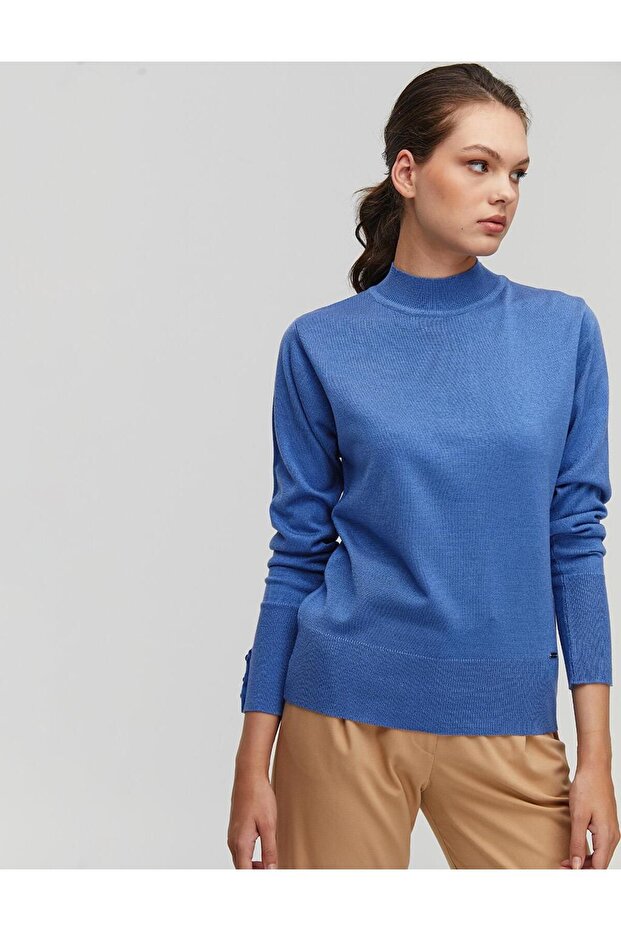 Basic Triko Bluz Açık Mavi - 6