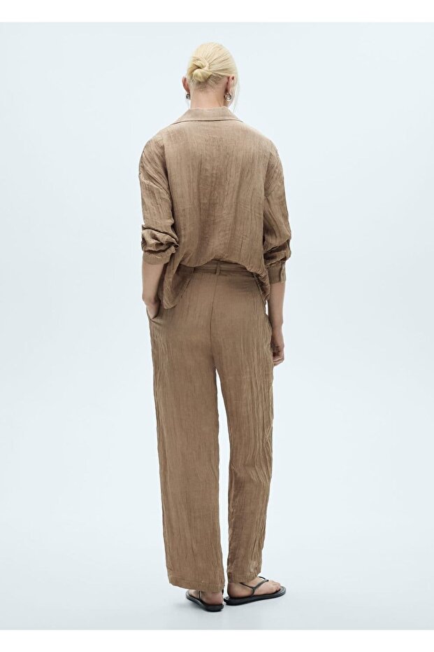 Strukturierte Hose mit Gürtel - 4