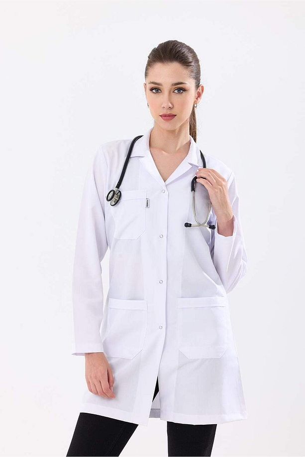 Kadın Doktor Öğretmen Laboratuvar Beyaz Önlükleri Laboratuvar Önlükler - 1