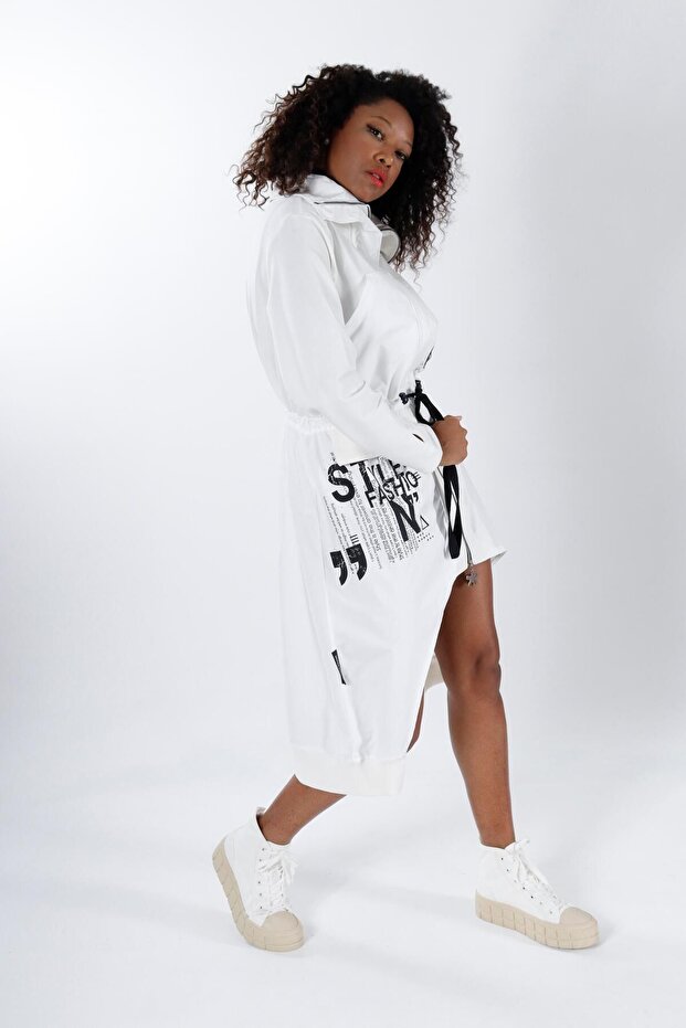 سترة بيضاء بتصميم خيطين - 3