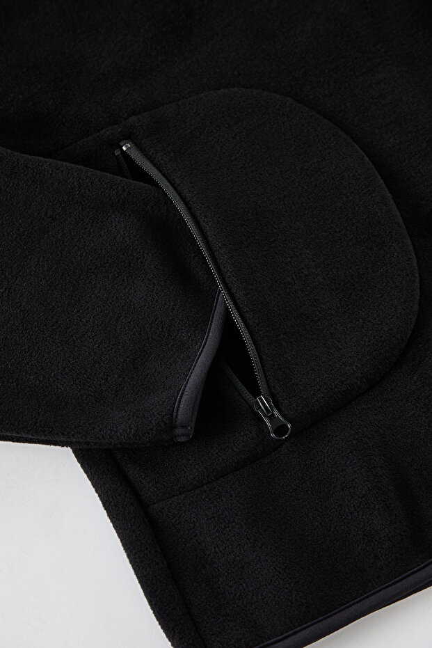 Čierna veľká fleecová mikina proti žmolkovaniu – stojačik Tmnaw25Ao00020 - 7