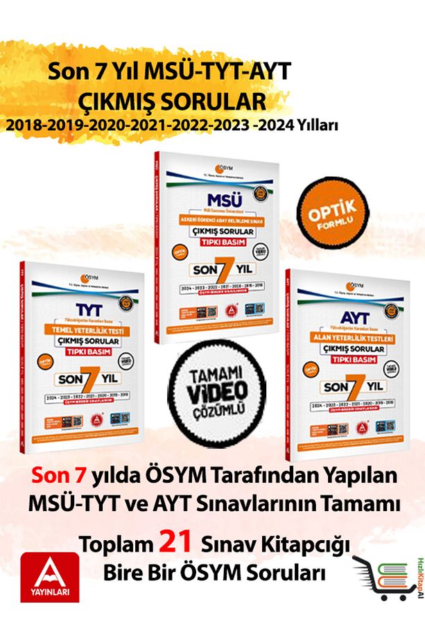 Son 7 yıl AYT-TYT ve MSÜ Sınavları ÖSYM Çıkmış Sorular Tıpkı Basım 2025 Model - 1
