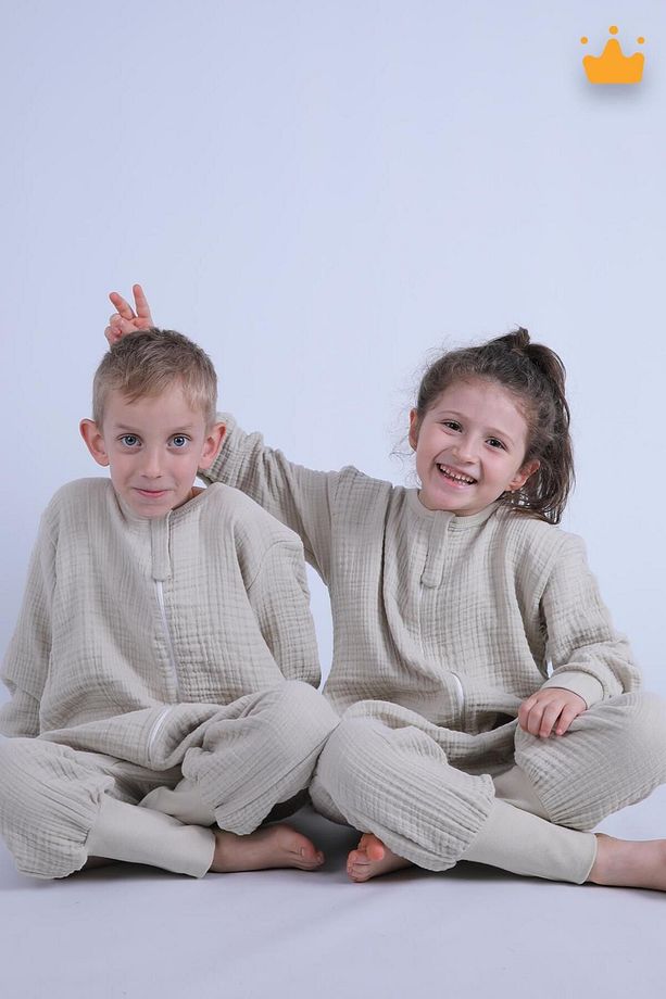 2-8 Yaş 1 Tog 4 Katlı Müslin Çocuk Uyku Tulumu Unisex Uzun Kollu Uyku Tulumu - 2