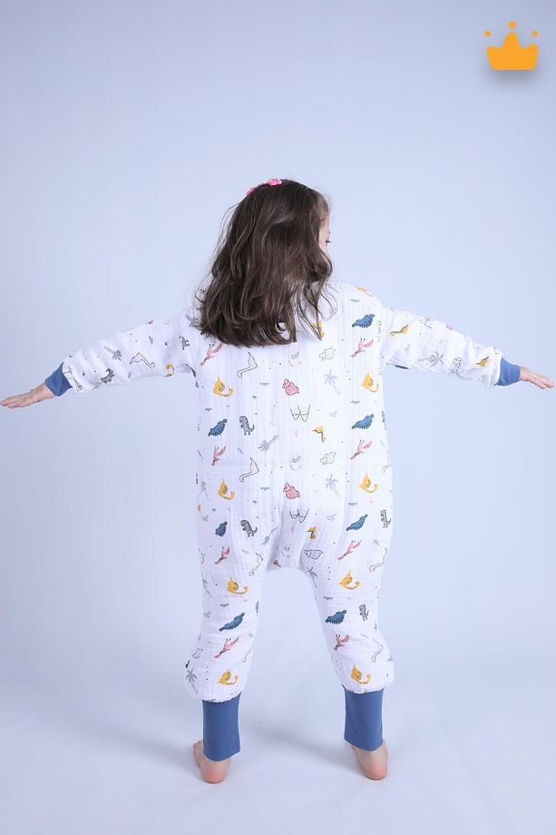 2-8 Yaş 1 Tog 4 Katlı Müslin Çocuk Uyku Tulumu Unisex Uzun Kollu Uyku Tulumu - 7