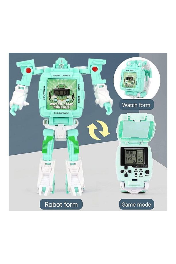 Tetris Oyunlu Transformers Robot Saat - Pastel Yeşil - 5